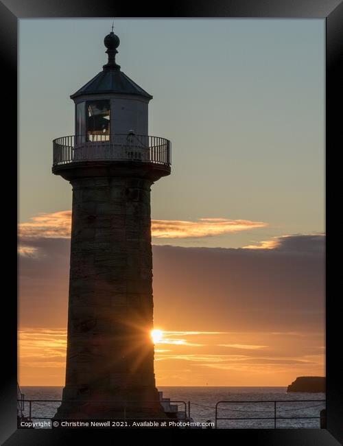  Sunrise Beyond the Lighthouse  Framed Print by Christine Newell