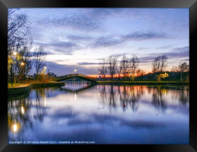 Sunset at Lakeside lake Doncaster  Framed Print by Christine Newell