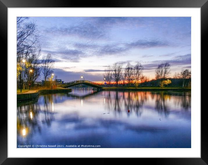 Sunset at Lakeside lake Doncaster  Framed Mounted Print by Christine Newell