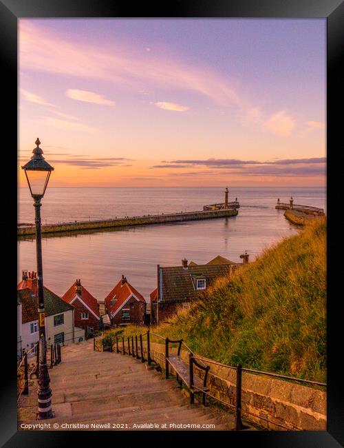 Sunset from 199 Steps in Whitby Framed Print by Christine Newell