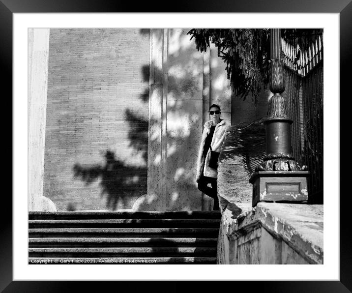 Spanish Steps Italian Chic Woman in Monochrome Framed Mounted Print by That Foto