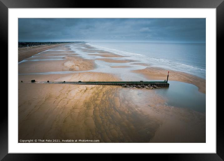 Sandilands East Coast of Lincolnshire Empty Beach Aerial view Framed Mounted Print by That Foto