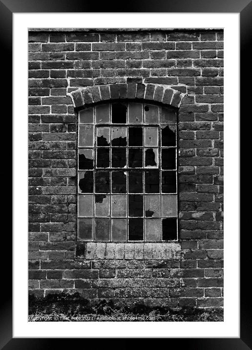 old broken window at a deserted farmyard Framed Mounted Print by That Foto