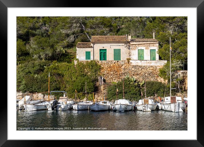 Old fisherman's house and boats in Cala Figuera Framed Mounted Print by MallorcaScape Images