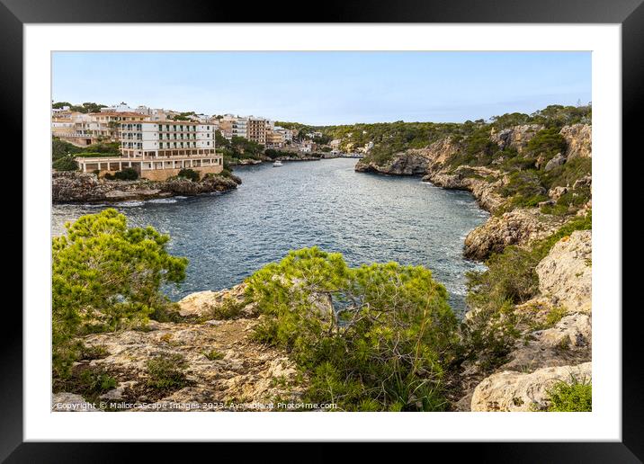 View into the fjord-like bay of Cala Figuera Framed Mounted Print by MallorcaScape Images