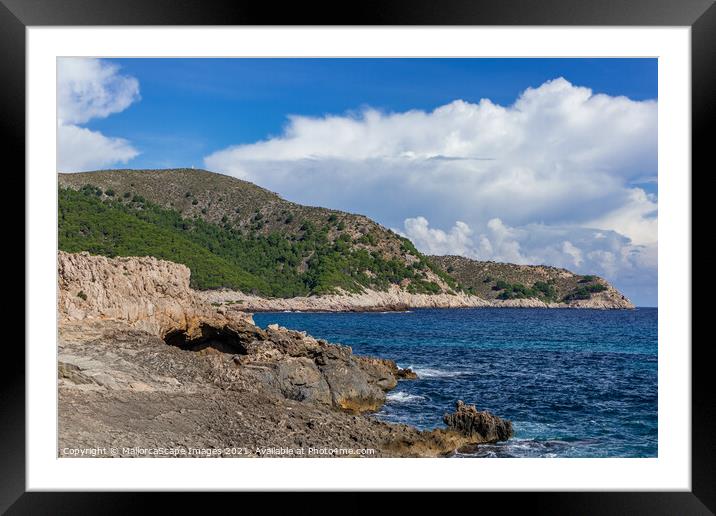 Cala Agulla bay and mountain Es Telégraf in Majorc Framed Mounted Print by MallorcaScape Images