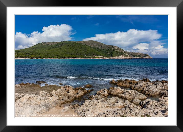 Cala Agulla bay and mountain Es Telégraf in Majorc Framed Mounted Print by MallorcaScape Images