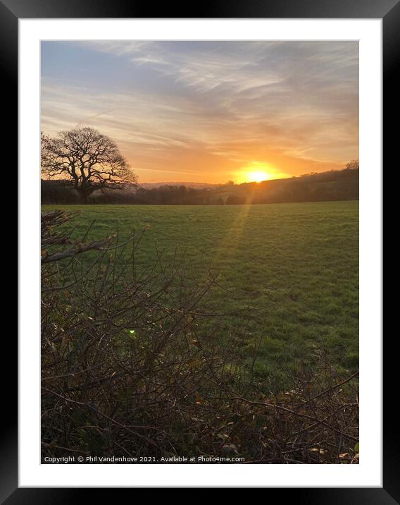 January Devon dawn over Devon fields Framed Mounted Print by Phil Vandenhove