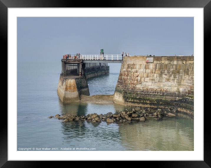 Whitby pier Framed Mounted Print by Sue Walker