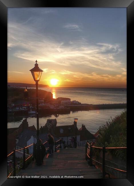 Sunset at Whitby  Framed Print by Sue Walker