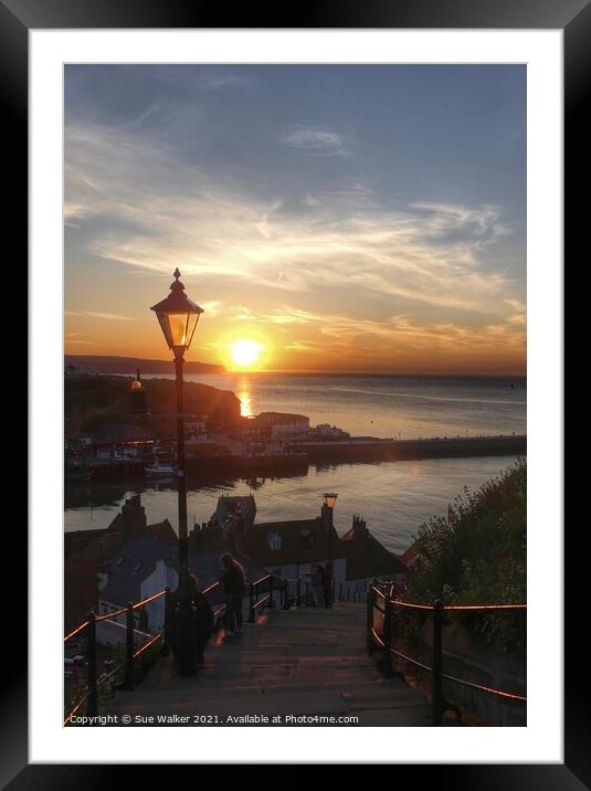 Sunset at Whitby  Framed Mounted Print by Sue Walker