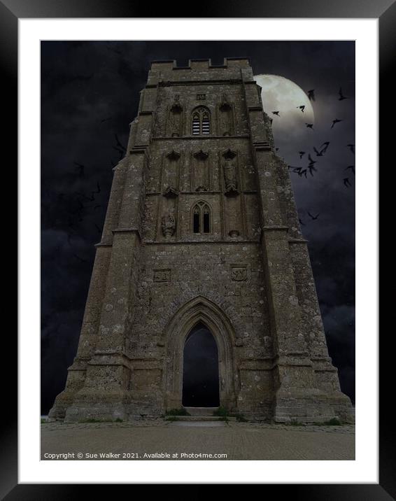 Glastonbury Tor by moonlight  Framed Mounted Print by Sue Walker