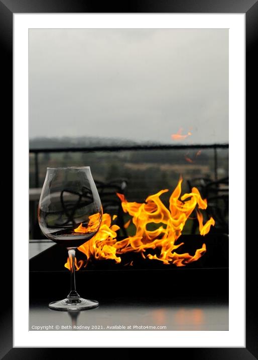 Fire and wine  Framed Mounted Print by Beth Rodney