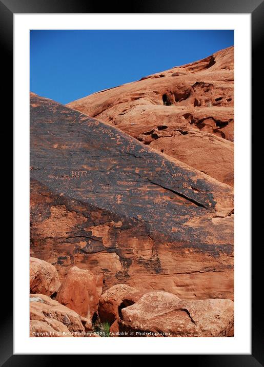 Petroglyphs Framed Mounted Print by Beth Rodney