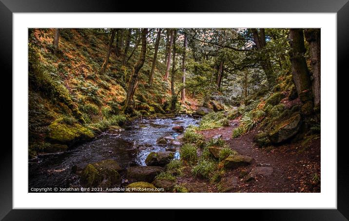 Burbage Brook, Padley Gorge Framed Mounted Print by Jonathan Bird