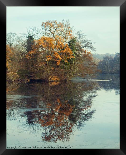 Autumn Reflection, Weald Country Park  Framed Print by Jonathan Bird