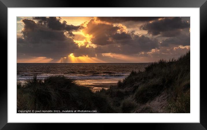 Sunset over Sker Beach Framed Mounted Print by paul reynolds