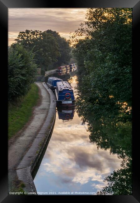 Canal Sunrise  Framed Print by Lesley Pegrum