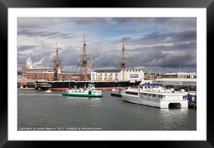 Portsmouth Harbour Framed Mounted Print by Lesley Pegrum