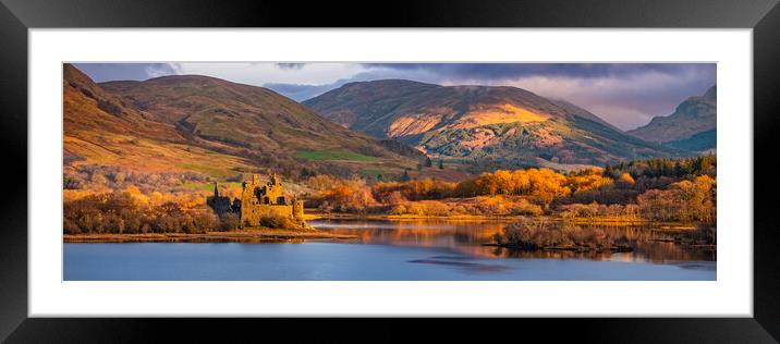 The ruin of Kilchurn Castle, Highland mountains and Loch Awe. Framed Mounted Print by Andrea Obzerova