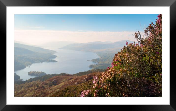 Stunning view of Loch Katrine from Ben A'an. Framed Mounted Print by Andrea Obzerova