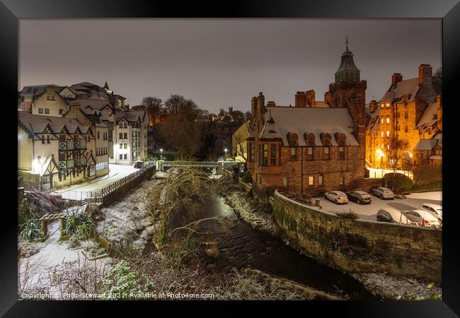 Snowy Dean Village, Edinburgh Framed Print by Philip Stewart