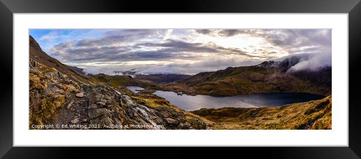 Heart shaped lake in Snowdon Framed Mounted Print by Ed Whiting
