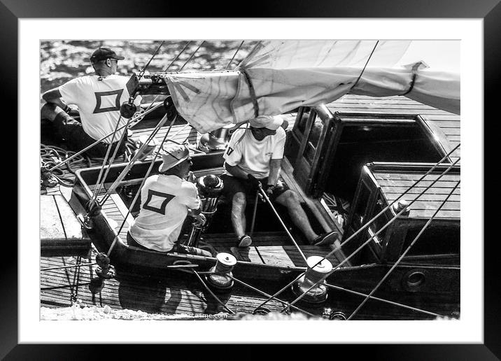 Crew on classic yacht. Framed Mounted Print by Ed Whiting
