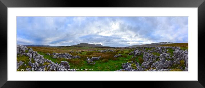 The Ribblehead Viaduct or Batty Moss Viaduct Framed Mounted Print by Ed Whiting