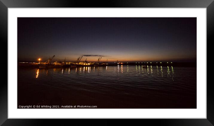 Before the sun at Newlyn Harbour, Cornwall. Framed Mounted Print by Ed Whiting