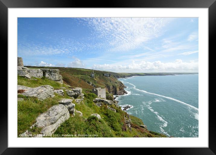 Wheal Trewavas tin mines, The Cornish coast. Framed Mounted Print by Ed Whiting