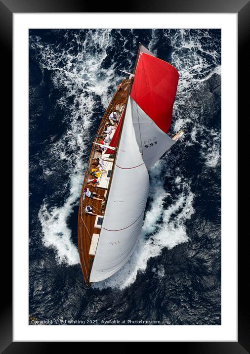 Classic yacht Mah Jong racing. Framed Mounted Print by Ed Whiting