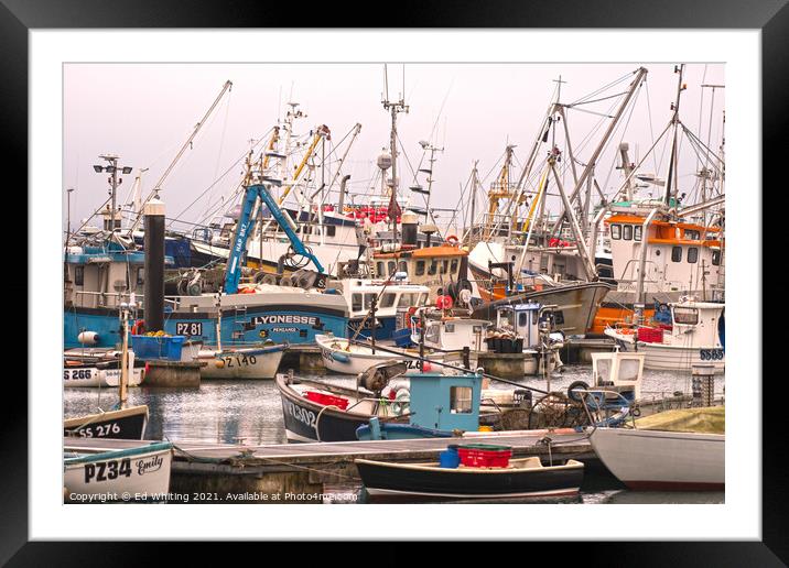 Newlyn fishing boats. Framed Mounted Print by Ed Whiting