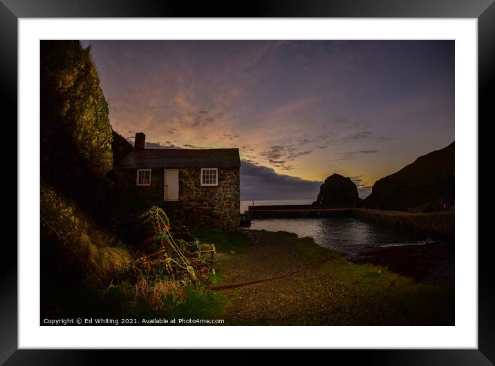 Mullion Cove's fisherman's House Framed Mounted Print by Ed Whiting