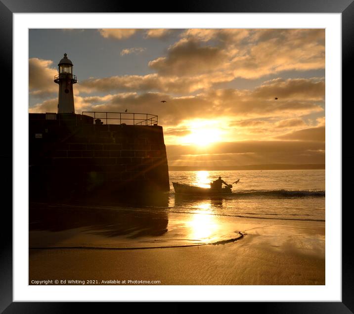 Landing at St Ives Framed Mounted Print by Ed Whiting