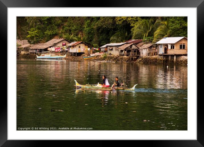 Small Philippine fishing villagers shopping trip Framed Mounted Print by Ed Whiting