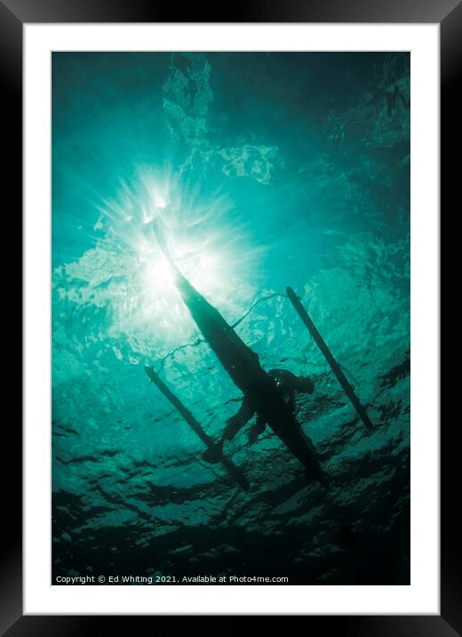 Dugout octopus fisherman from below Framed Mounted Print by Ed Whiting
