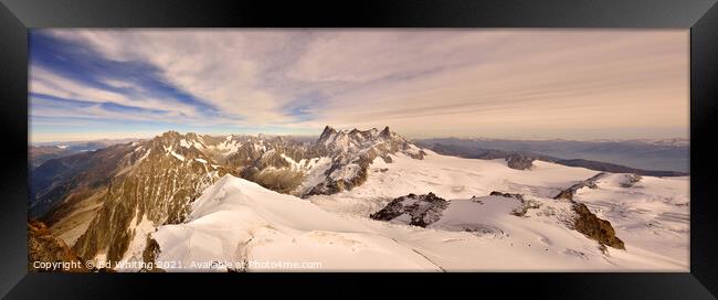 View from Aiguille du Midi over Grandes Jorasses and Mer de Glace Framed Print by Ed Whiting