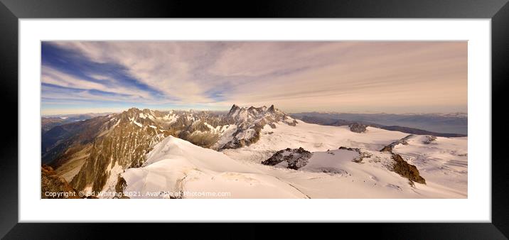 View from Aiguille du Midi over Grandes Jorasses and Mer de Glace Framed Mounted Print by Ed Whiting