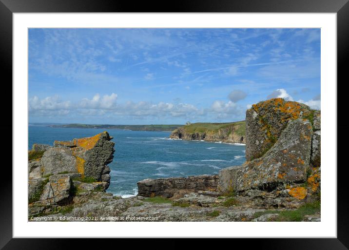Rocky Cornish Coast look out. Framed Mounted Print by Ed Whiting