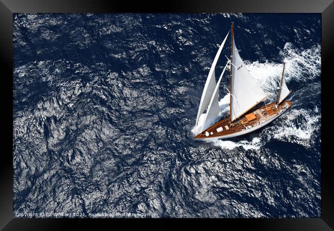 Classic Yacht from above. Framed Print by Ed Whiting