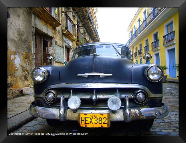 CLASSIC CHEVY IN CUBA Framed Print by Simon Keeping
