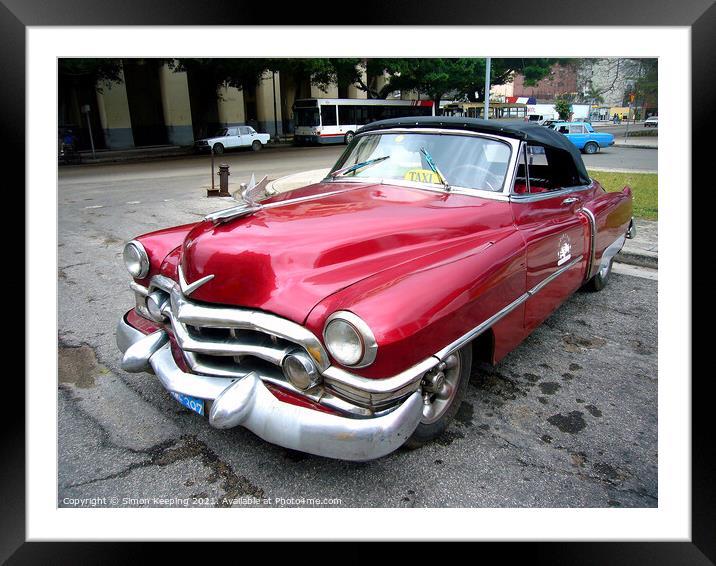 CUBAN TAXI Framed Mounted Print by Simon Keeping