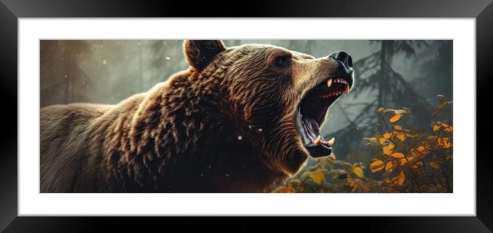 Grizzly - generative AI Framed Mounted Print by Massimiliano Leban