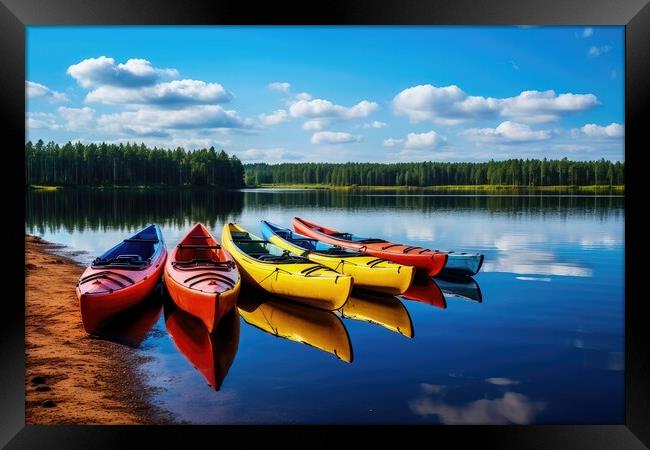 Colored Kayaks Framed Print by Massimiliano Leban