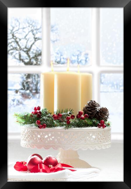 Christmas Candles Display Framed Print by Amanda Elwell