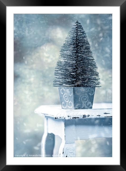 Miniature Christmas Tree Framed Mounted Print by Amanda Elwell
