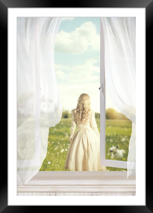 Woman Through Open Window Framed Mounted Print by Amanda Elwell