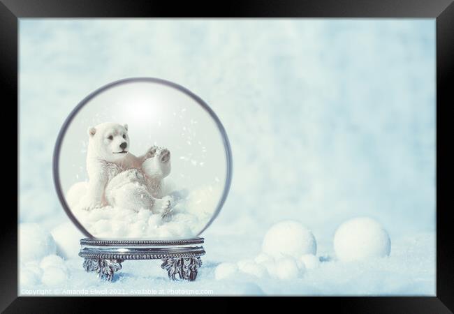 Winter Snow Globe With Polar Bear Framed Print by Amanda Elwell