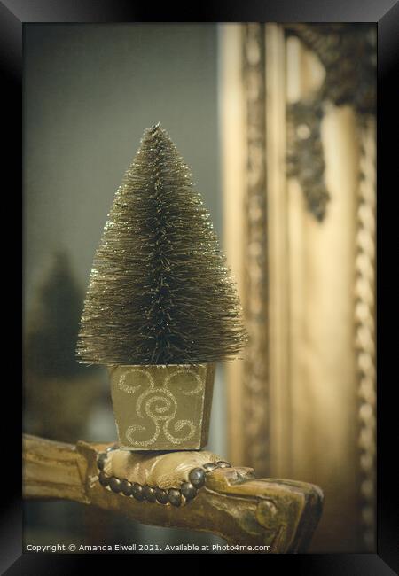 Little Gold Christmas Tree Framed Print by Amanda Elwell
